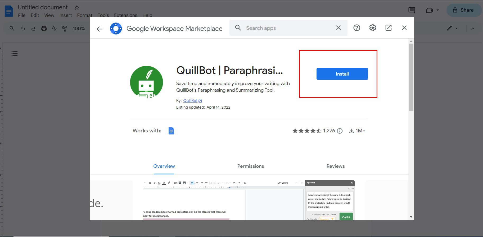 Sử Dụng Quillbot Trên Google Docs