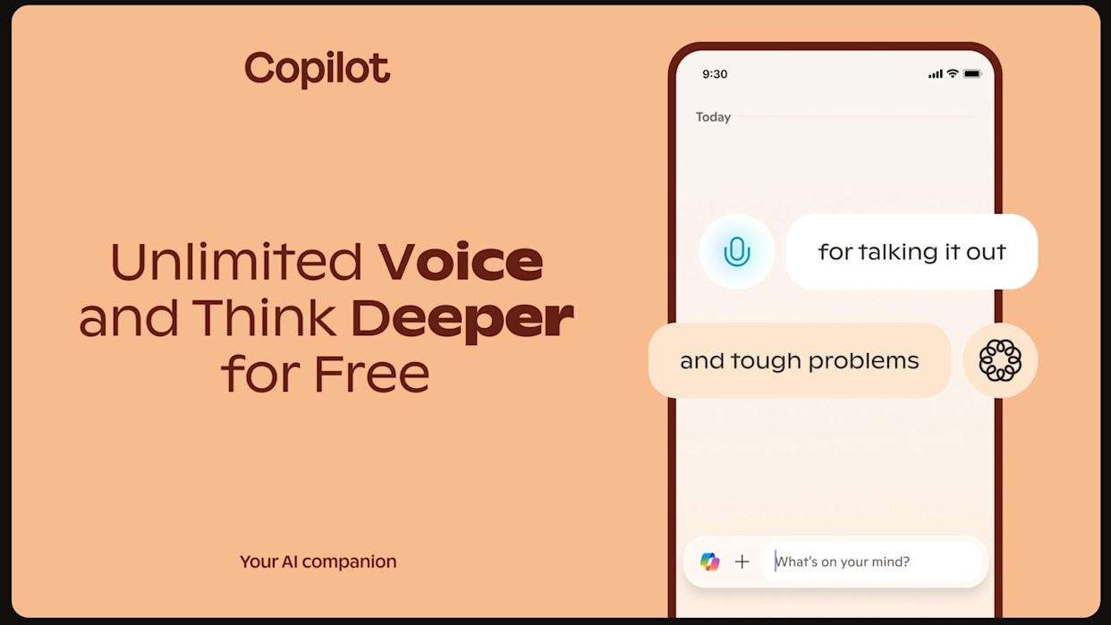 Copilot mở miễn phí Voice & Think Deeper – Trải nghiệm AI nâng cao từ Microsoft