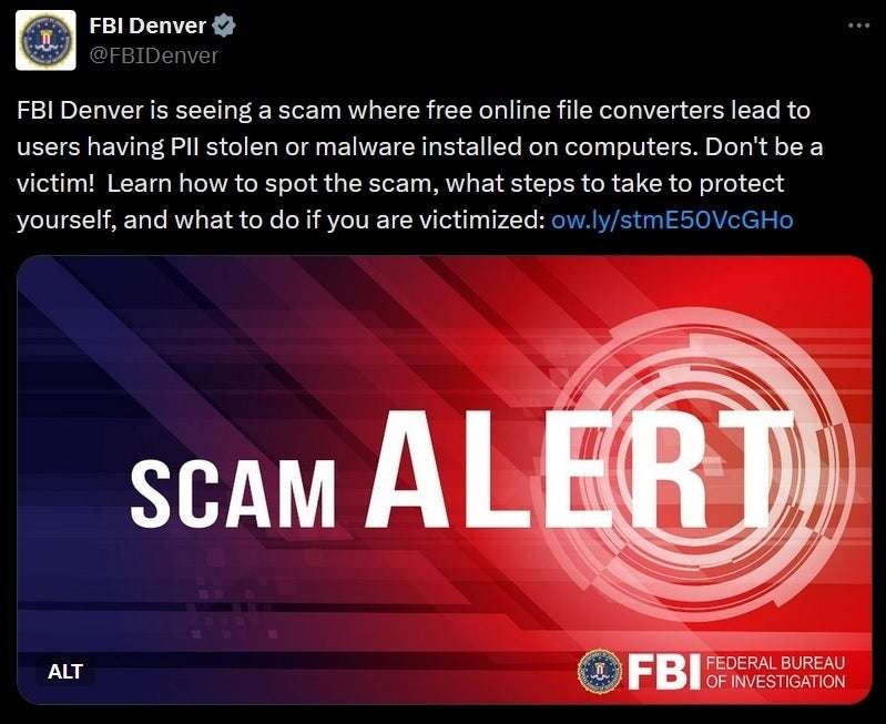 FBI cảnh báo người dùng tránh xa các trang web chuyển đổi tệp miễn phí