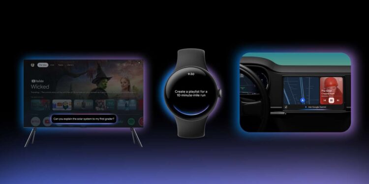 Google mở rộng trợ lý AI Gemini lên TV, ô tô, đồng hồ thông minh và kính thực tế ảo