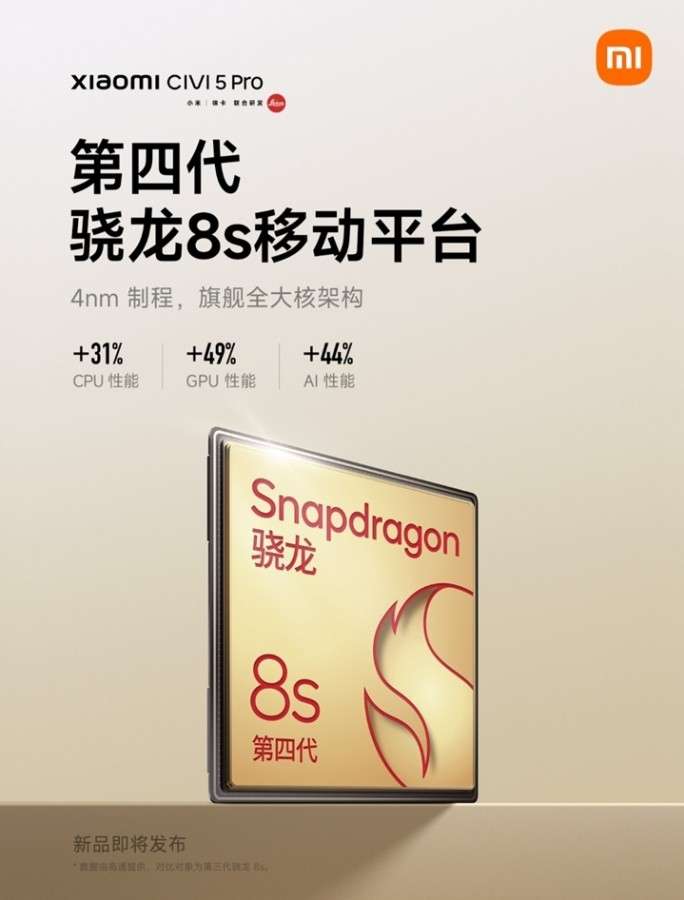 Xiaomi Civi 5 Pro xác nhận dùng chip Snapdragon 8s Gen 4, pin 6.000 mAh