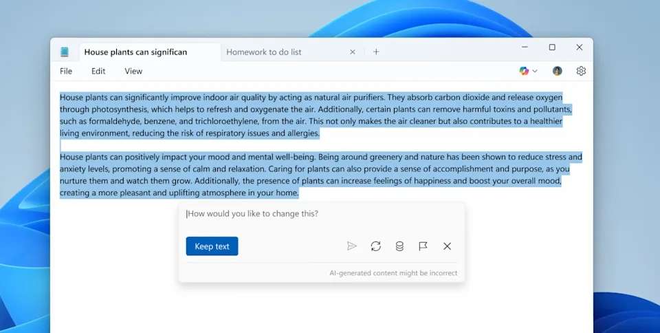 Notepad có thể viết nội dung theo ý bạn nhờ AI