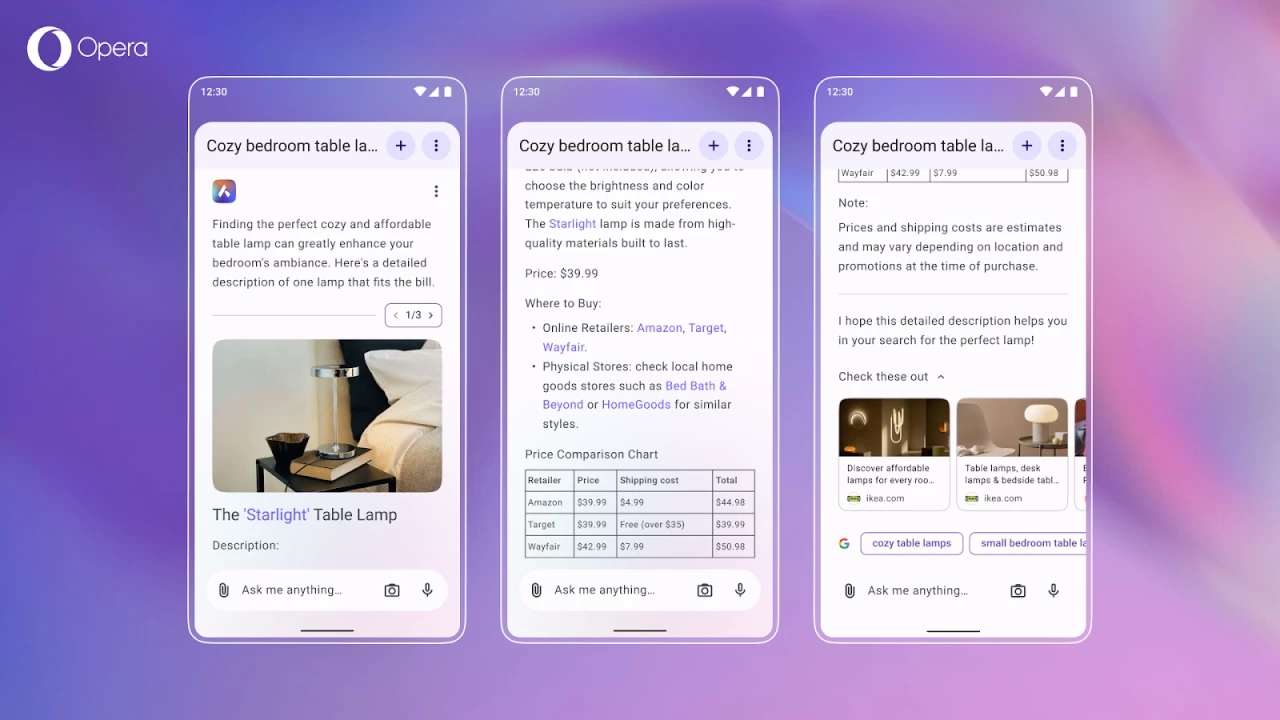 Opera tung bản Android 90